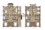 Проект дома из оцилиндрованного бревна«Анапа» - План 1 и 2 этажа